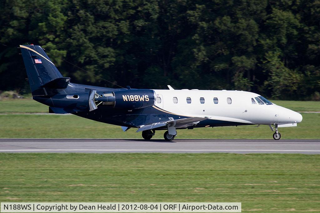 N188WS, 2001 Cessna 560XL C/N 560-5179, Delta Air Elite Business Jets (Kinston Clipper LLC) 2001 Cessna 560XL Citation Excel N188WS rolling out on RWY 23 after landing.