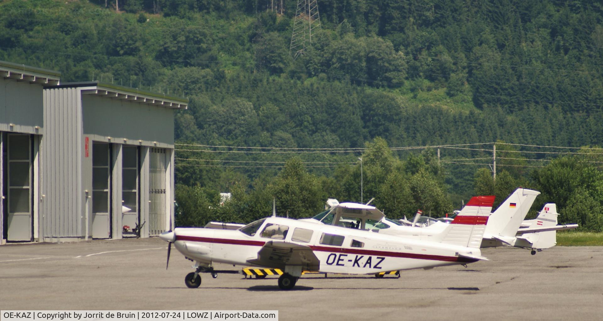 OE-KAZ, 1988 Piper PA-32-301 Saratoga C/N 3206044, The Piper is at  the busy but quiet apron of Zell am See.