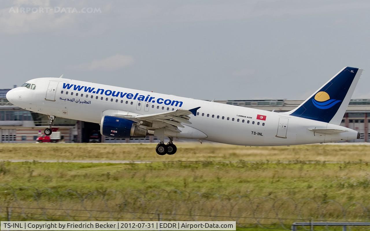 TS-INL, 1993 Airbus A320-211 C/N 400, departure from Stuttgart