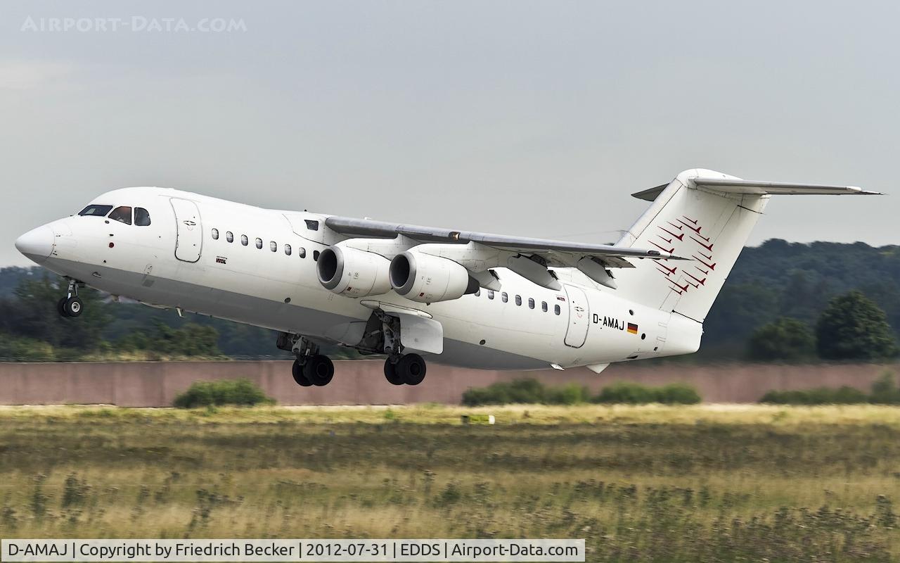 D-AMAJ, 1984 British Aerospace BAe.146-200A C/N E2028, departure from Stuttgart