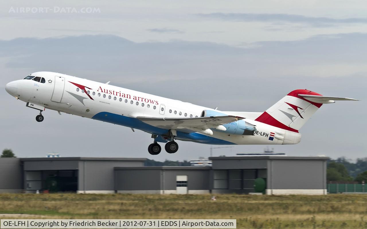 OE-LFH, 1995 Fokker 70 (F-28-0070) C/N 11554, departure from Stuttgart