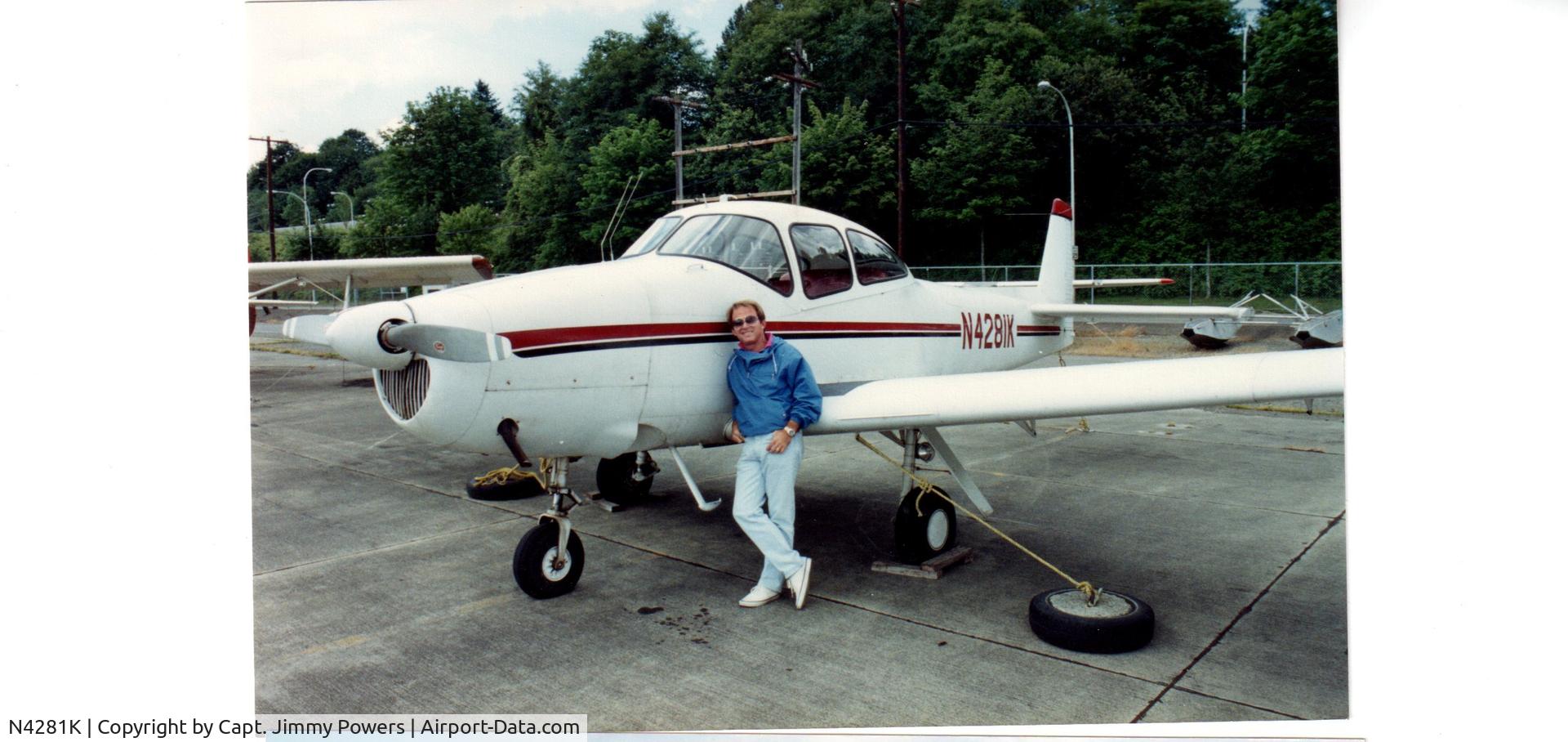 N4281K, 1948 Ryan Navion C/N NAV-4-1281, Capt. Jimmy Powers 2nd owner Boeing Field Renton WA 1988