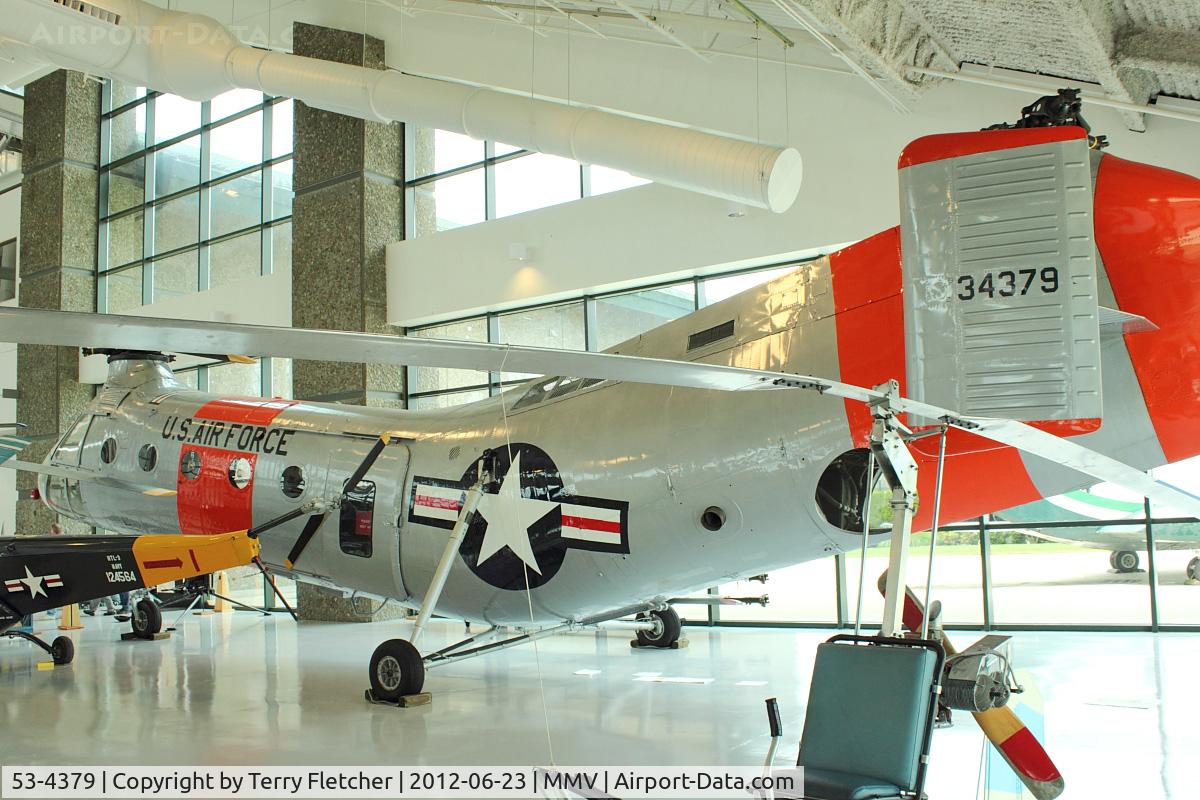 53-4379, 1953 Piasecki CH-21B Workhorse C/N B.129, This is actually 55-4218 painted as 53-4379 At Evergreen Air & Space Museum