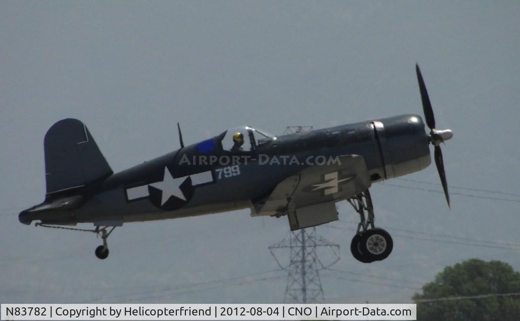 N83782, 1942 Vought F4U-1 Corsair C/N 3884 (Bu 17799), Climbing out, wheels not retracted yet