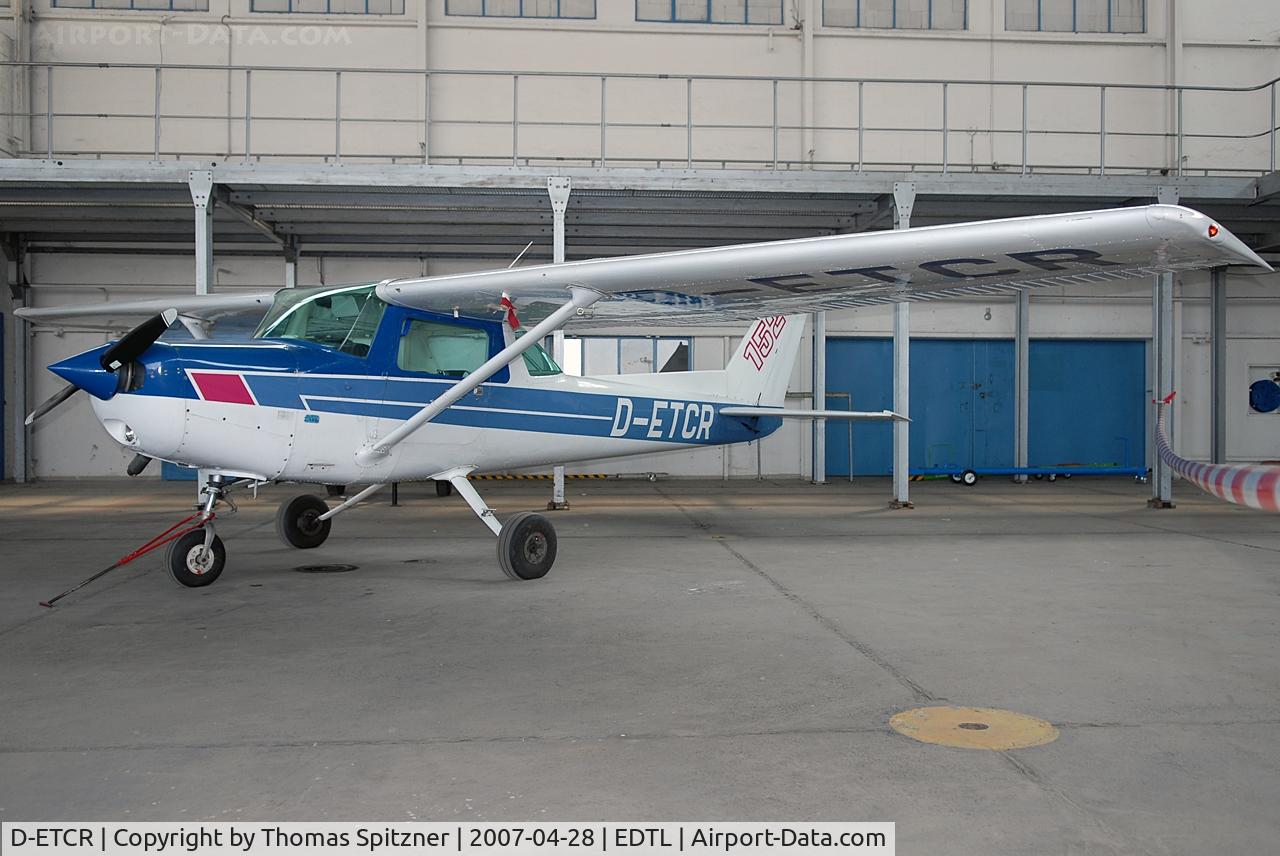 D-ETCR, 1977 Cessna 152 C/N 15279929, Parked in a former miltary mauntenance hangar at Black Forest Airport Lahr / Germany
