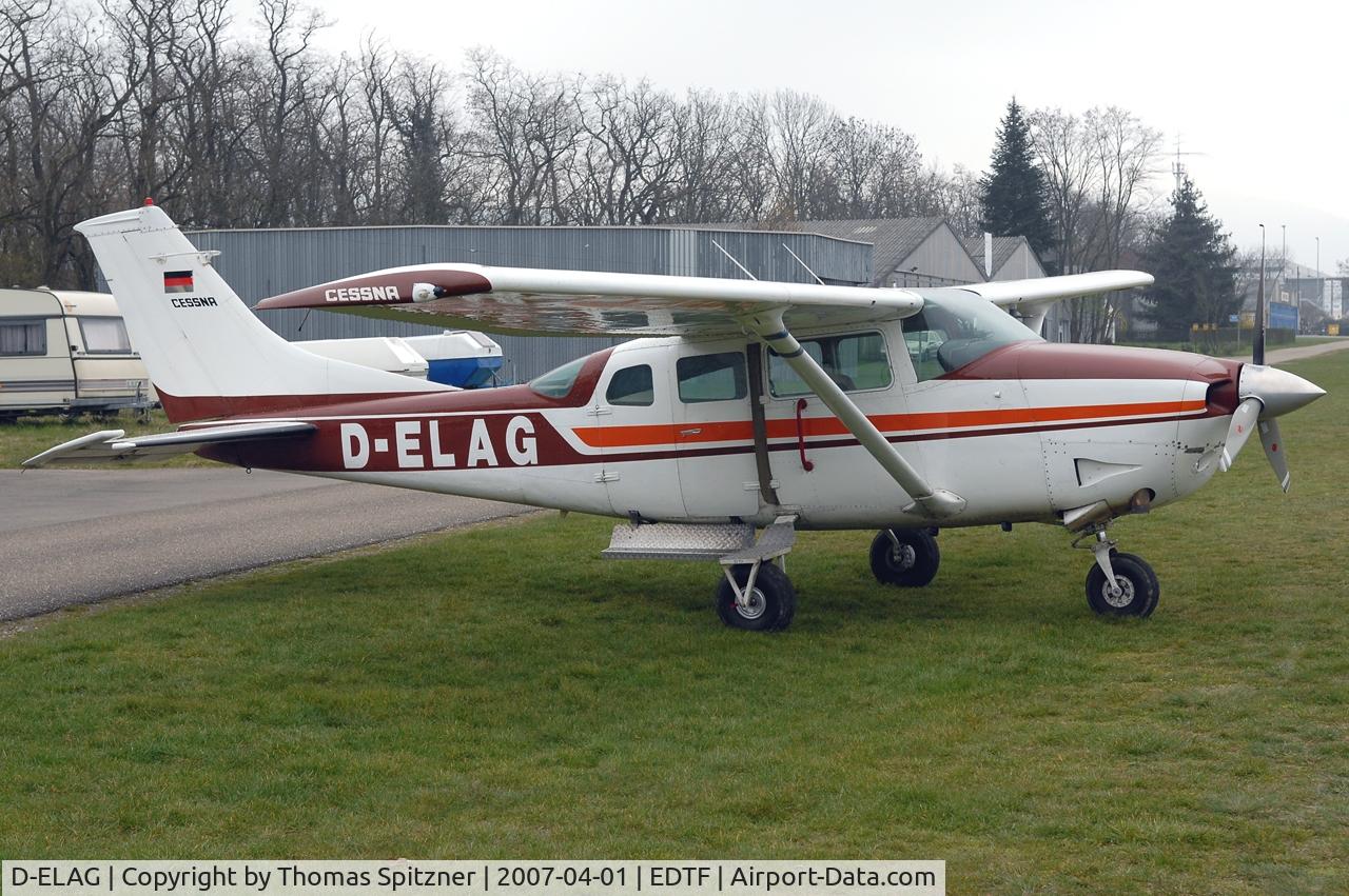 D-ELAG, 1977 Cessna U206H Stationair C/N U20603740, Parked at QFB airfield, used for transport of sky divers.