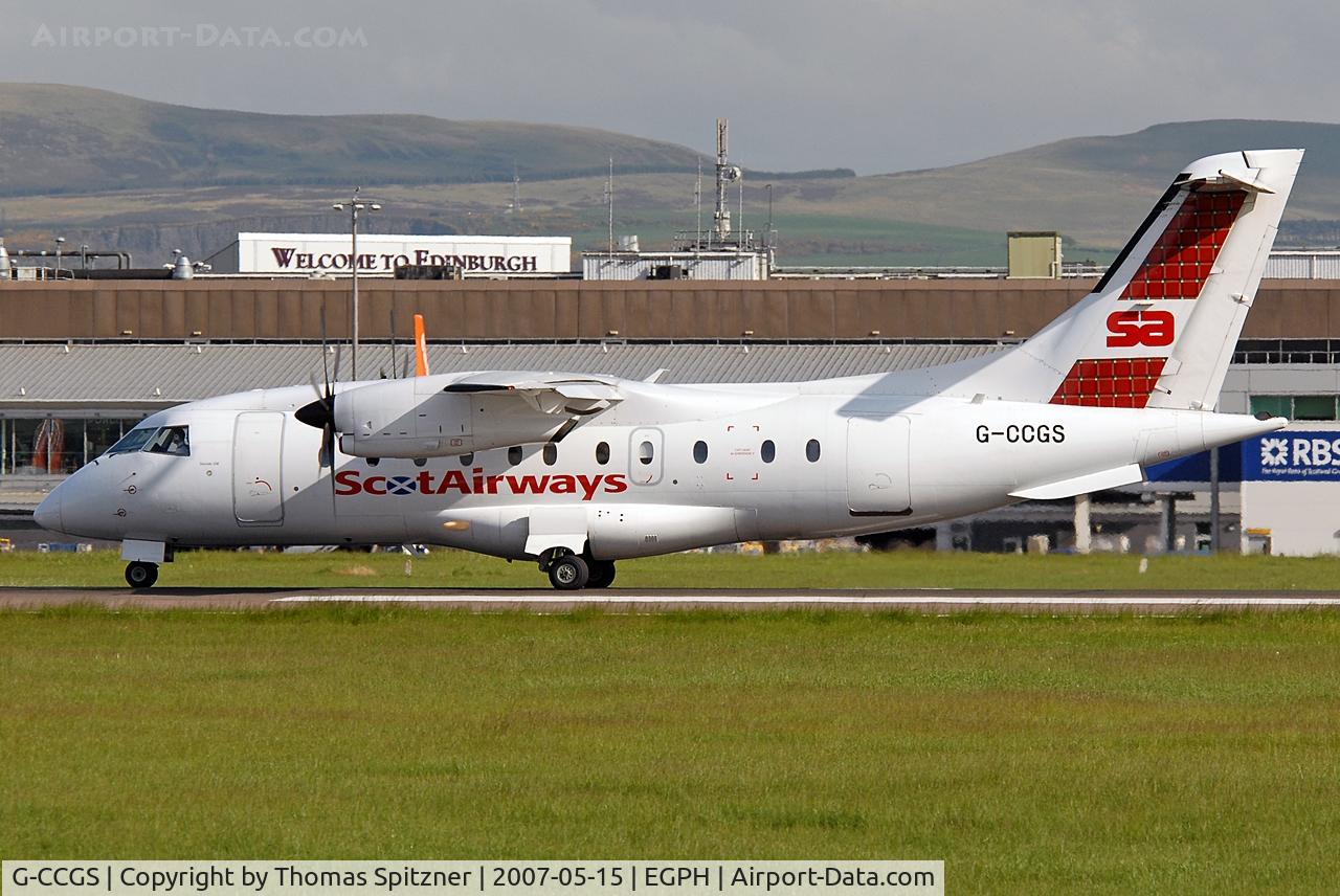 G-CCGS, 1998 Dornier 328-100 C/N 3101, Scot Airways G-CCGS taxiing to it's final parking position after arriving at EDI
