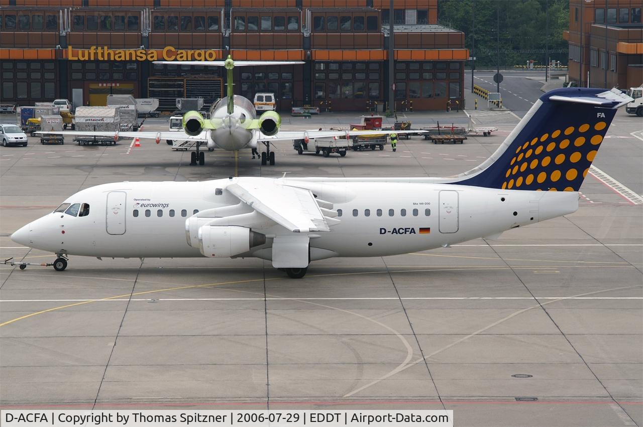 D-ACFA, 1991 British Aerospace BAe.146-200 C/N E2200, operated by Eurowings in Lufthansa Regional c/s.