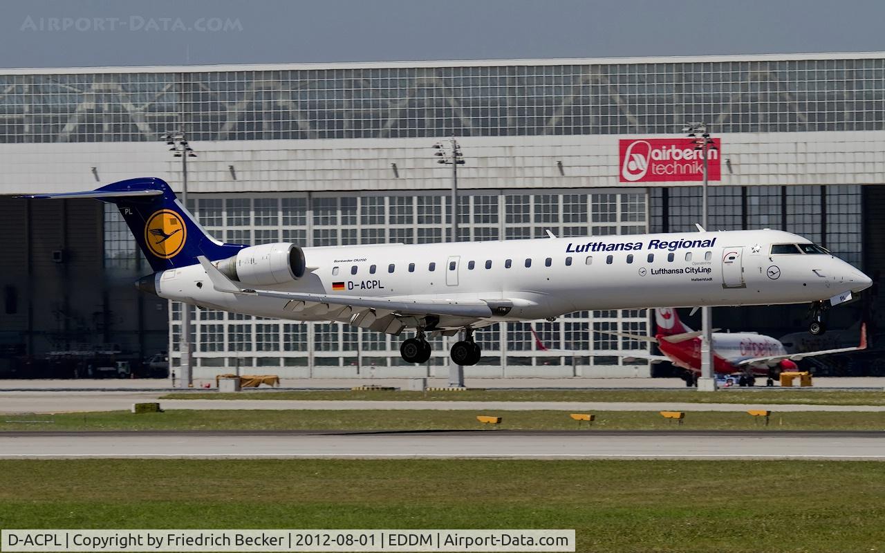 D-ACPL, 2002 Canadair CRJ-701ER (CL-600-2C10) Regional Jet C/N 10076, moments prior touchdown