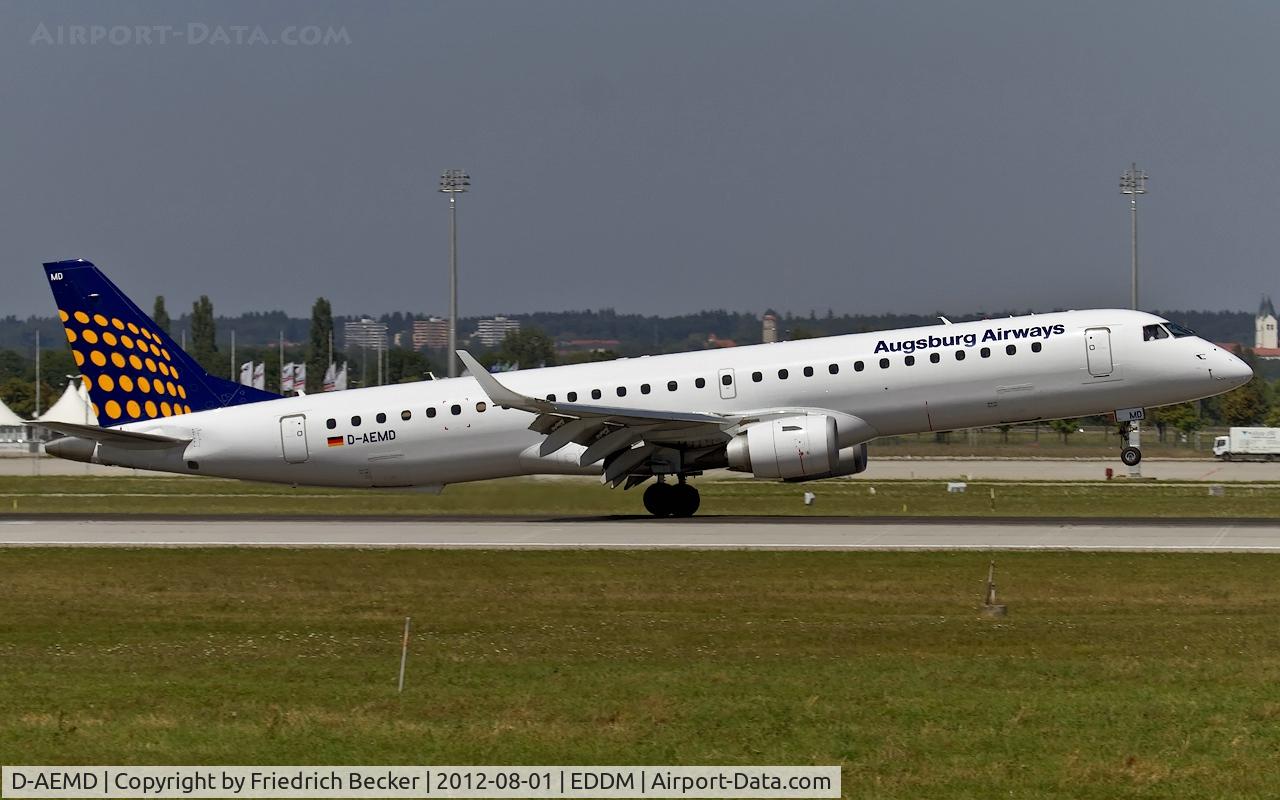 D-AEMD, 2009 Embraer 195LR (ERJ-190-200LR) C/N 19000305, touchdown