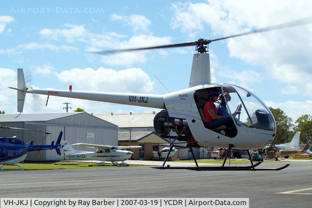 VH-JKJ, 1989 Robinson R22 Beta C/N 1012, Robinson R-22 Beta [1012] Caloundra~VH 19/03/2007. Taxiing out for departure.