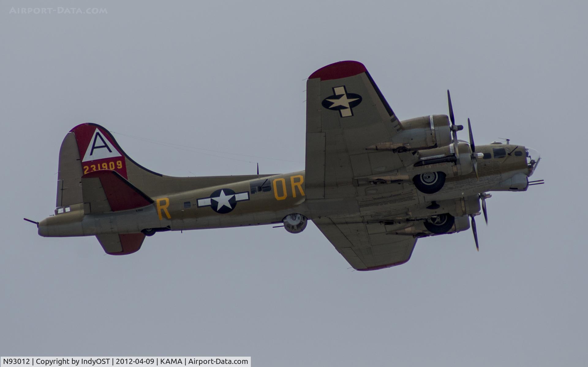 N93012, 1944 Boeing B-17G-30-BO Flying Fortress C/N 32264, B-17 bomber (Nine O Nine) on departure out of Rick Husband Int'l Airport.