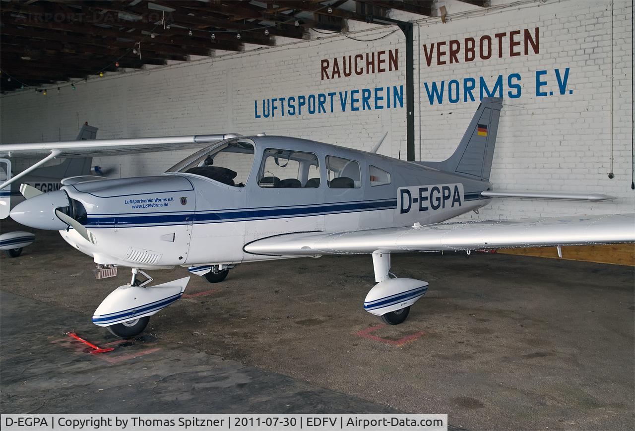 D-EGPA, Piper PA-28-181 Archer II C/N 28-7690189, parked in it's hangar at EDFV airfield.