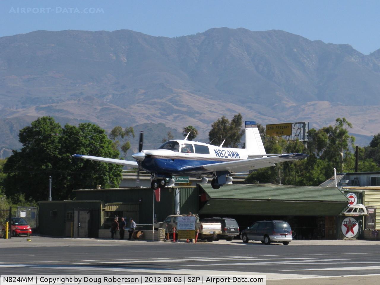 N824MM, 1977 Mooney M20J 201 C/N 24-0352, 1977 Mooney M20J 201, Lycoming IO-360-A1B6D 200 Hp, landing Rwy 22