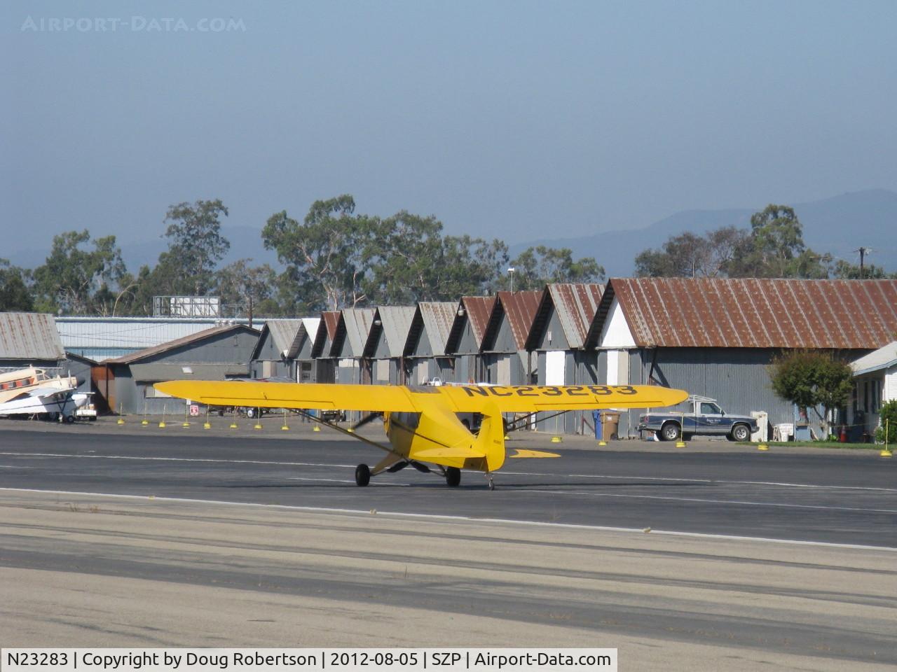 N23283, 1939 Piper J3C-65 Cub Cub C/N 3038, 1939 Piper J3C-65 CUB, Continental A&C65 65 Hp, landing roll Rwy 22