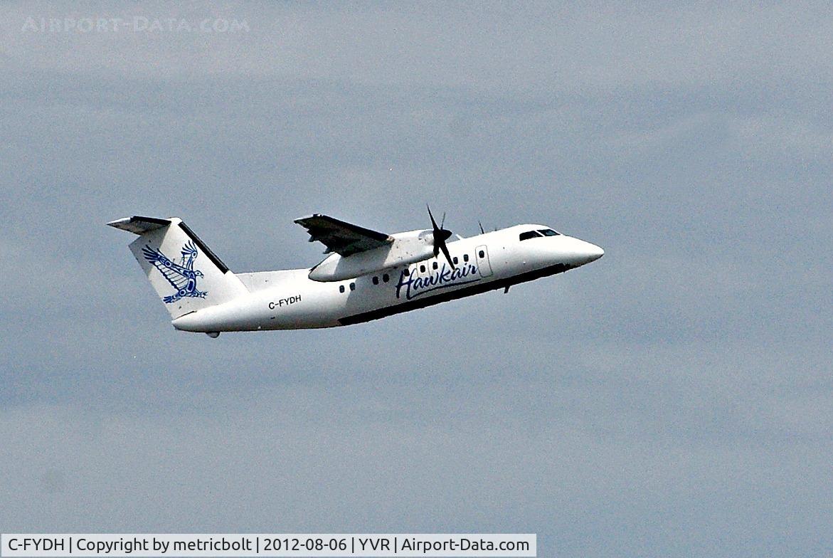C-FYDH, 1987 De Havilland Canada DHC-8-102 Dash 8 C/N 083, In its latest Hawkair livery.