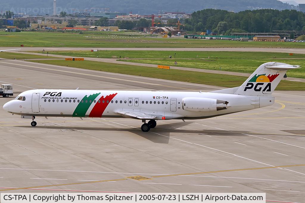 CS-TPA, 1989 Fokker 100 (F-28-0100) C/N 11257, Portugalia Airlines ( PGA ) passing Dock while taxiing to its final parking position