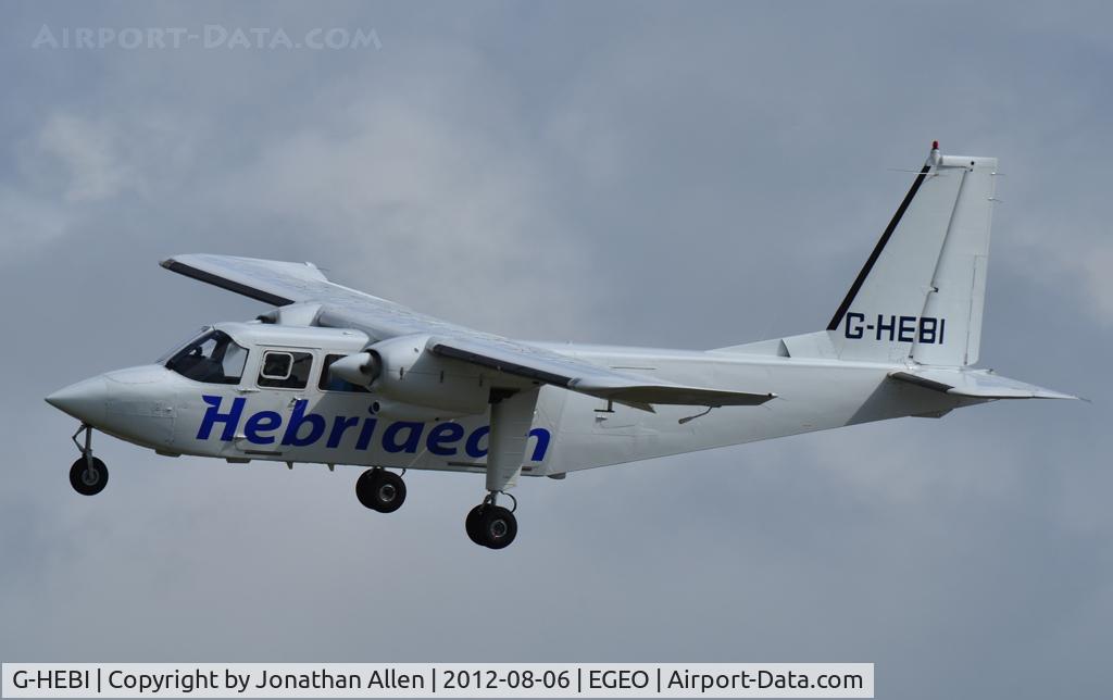 G-HEBI, 1991 Pilatus Britten-Norman BN-2B-20 Islander C/N 2240, Hebridean Air Services B-N Islander G-HEBI approaches Oban with a service from Tiree and Coll.