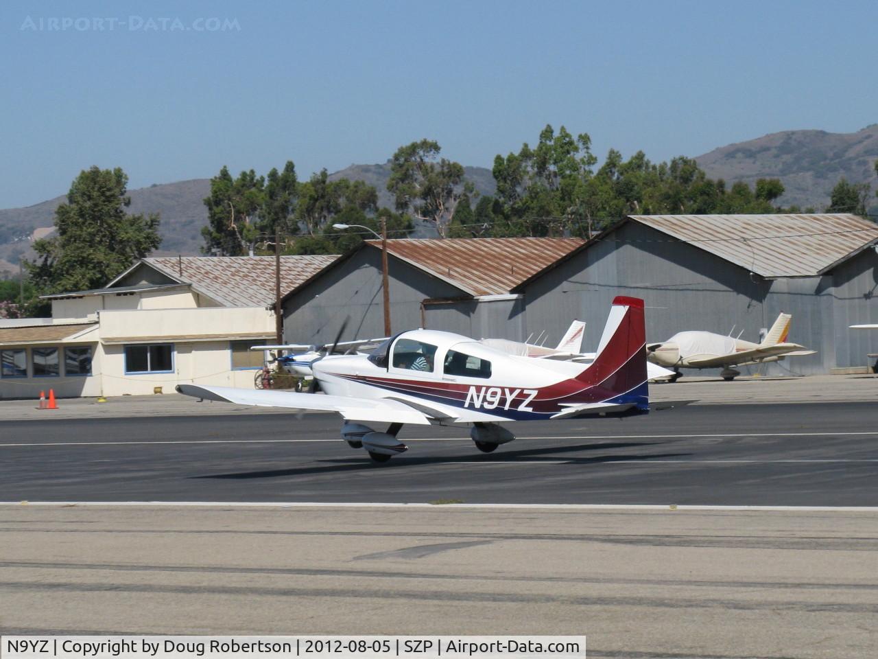 N9YZ, 1975 Grumman American AA-5A Cheetah C/N AA5-0822, 1975 Grumman American AA-5A CHEETAH, Lycoming O-320 150 Hp, Young Eagles Flight aircraft arriving promptly from CMA to give rides, landing Rwy 22