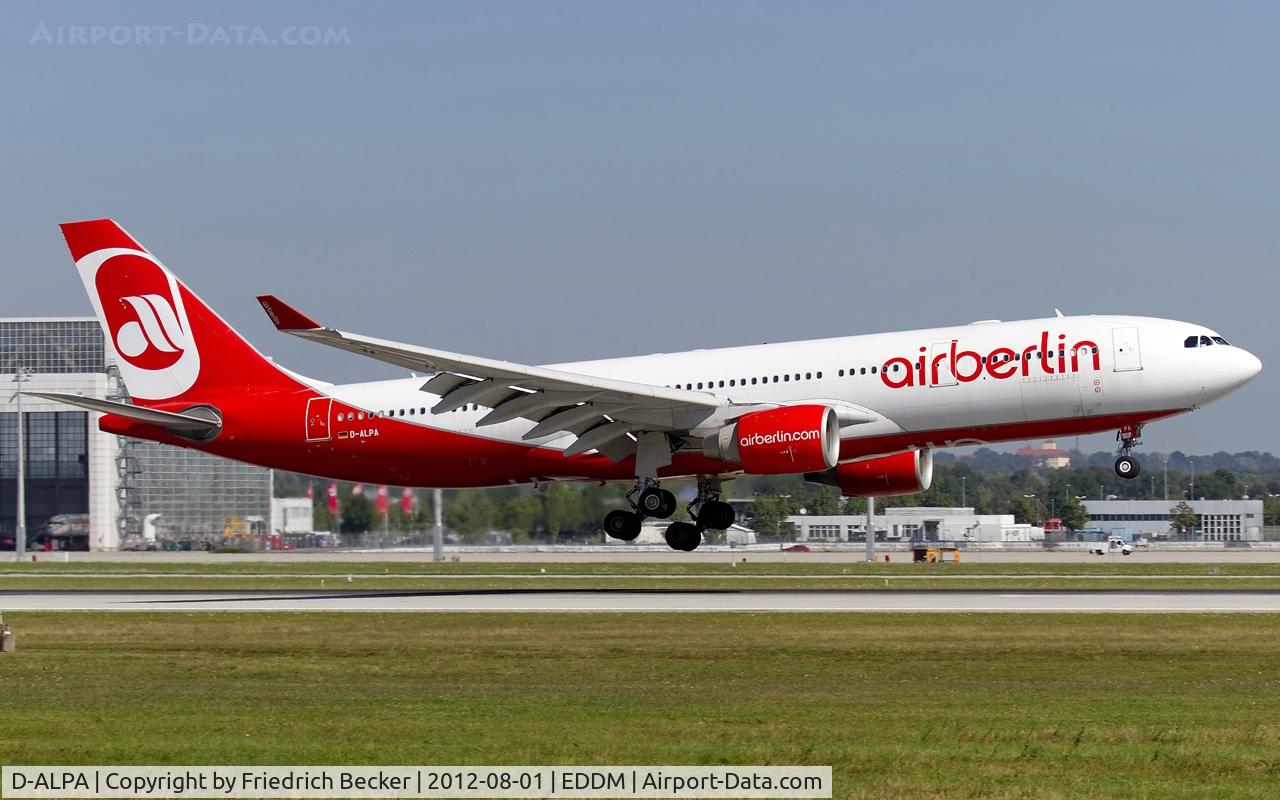 D-ALPA, 2001 Airbus A330-223 C/N 403, moments prior touchdown