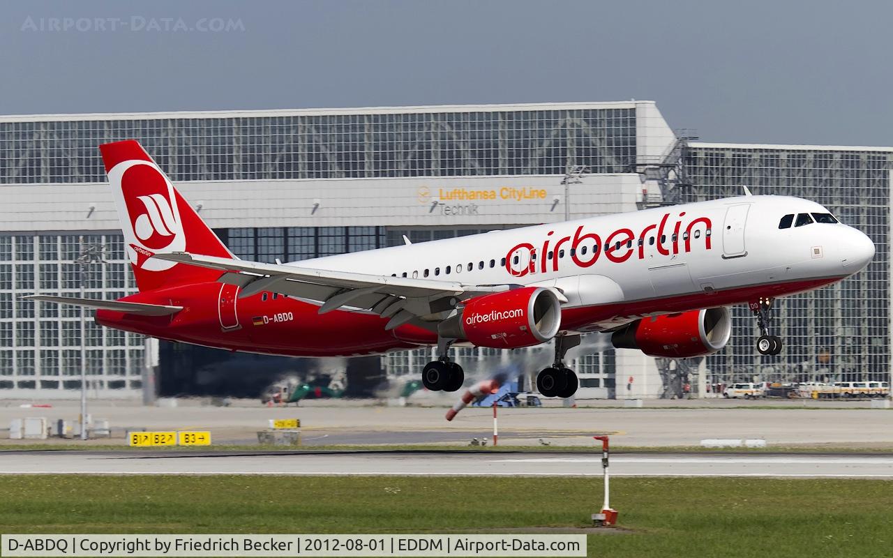 D-ABDQ, 2007 Airbus A320-214 C/N 3121, moments prior touchdown