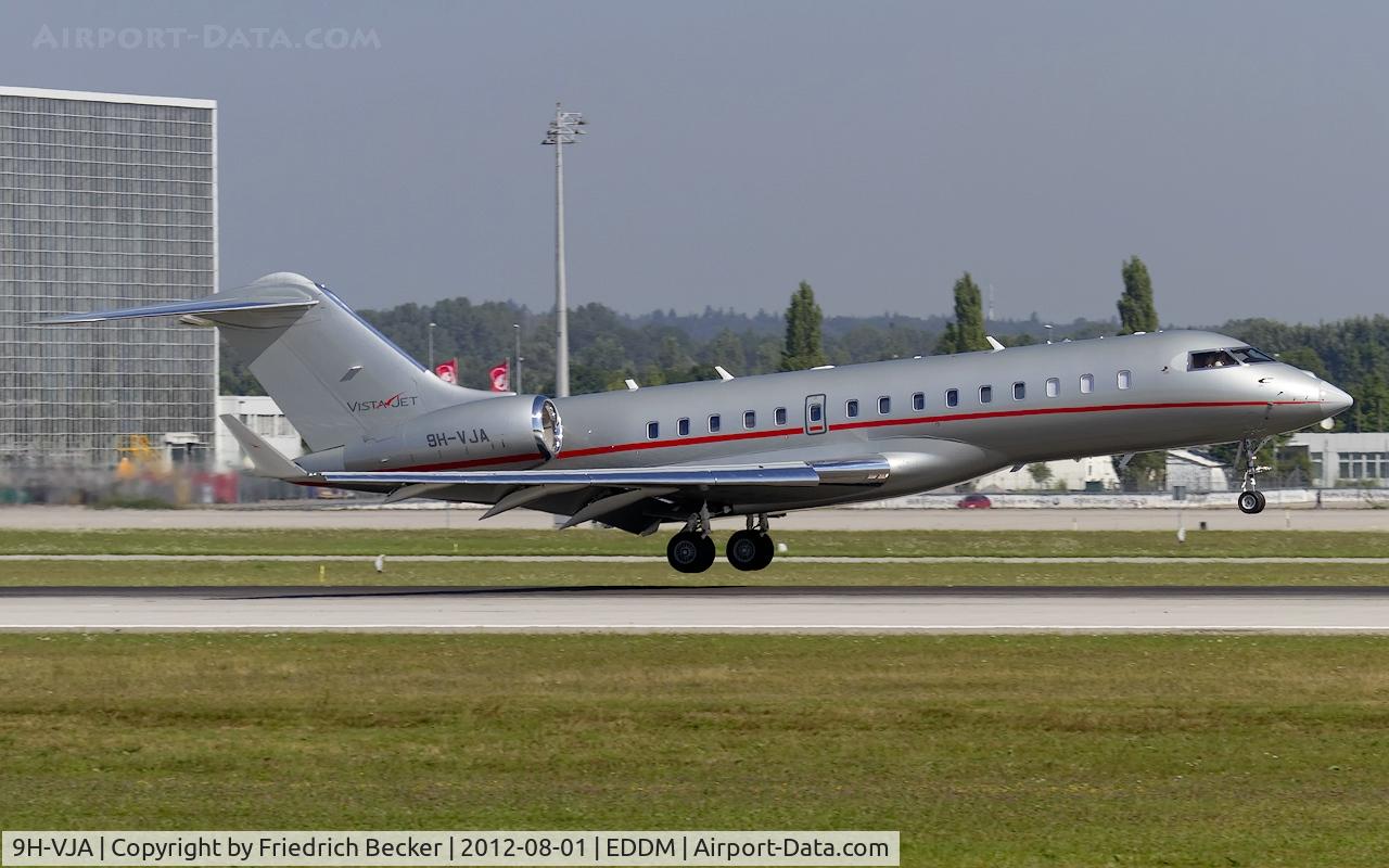 9H-VJA, 2011 Bombardier BD-700-1A10 Global Express XRS C/N 9441, moments prior touchdown
