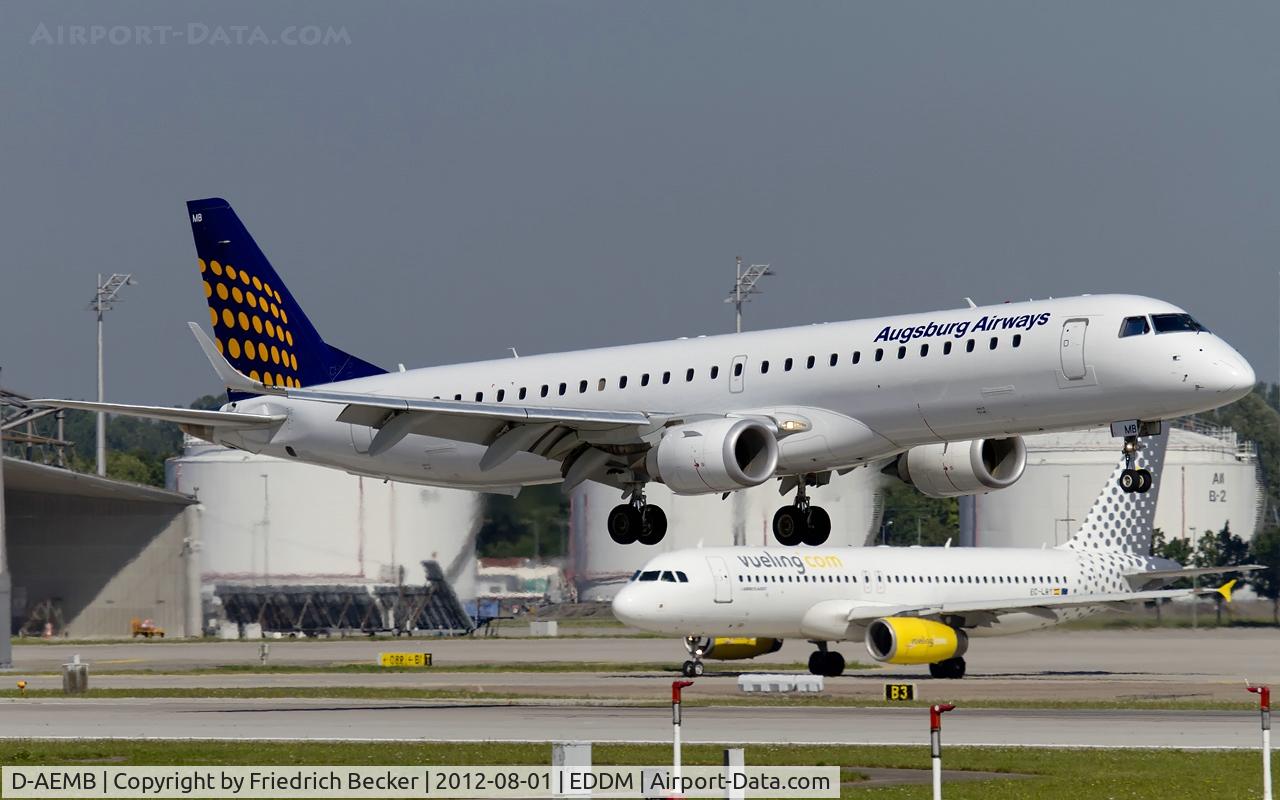 D-AEMB, 2009 Embraer 195LR (ERJ-190-200LR) C/N 19000297, moments prior touchdown