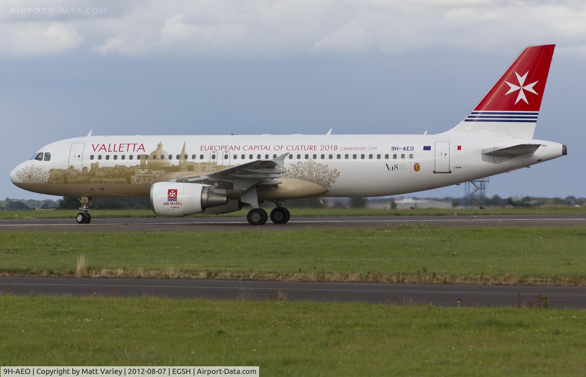 9H-AEO, 2006 Airbus A320-214 C/N 2768, Arriving at EGSH.
