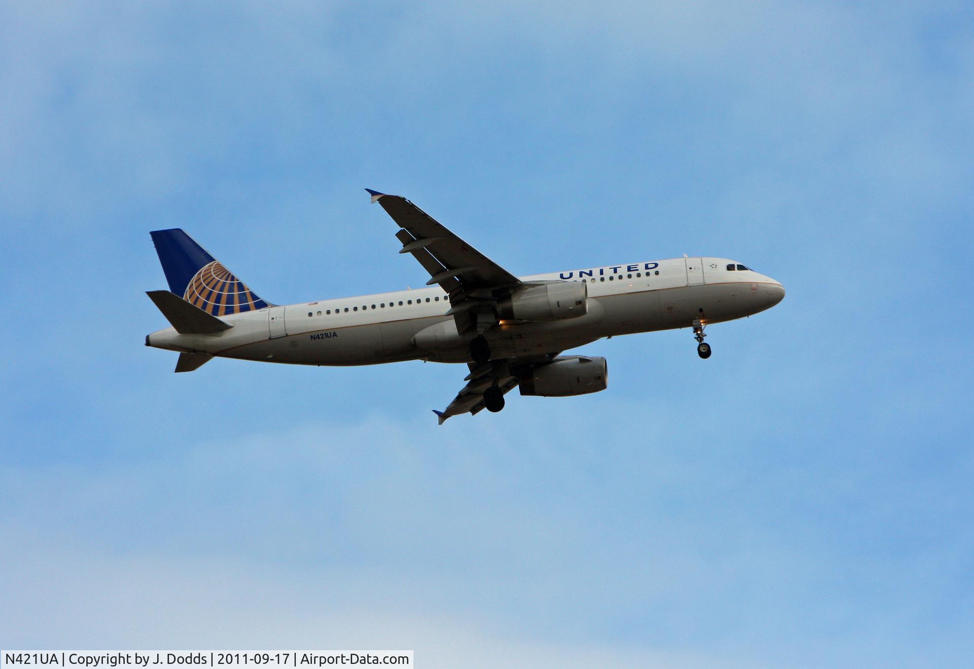 N421UA, 1994 Airbus A320-232 C/N 500, Landing approach @ DIA