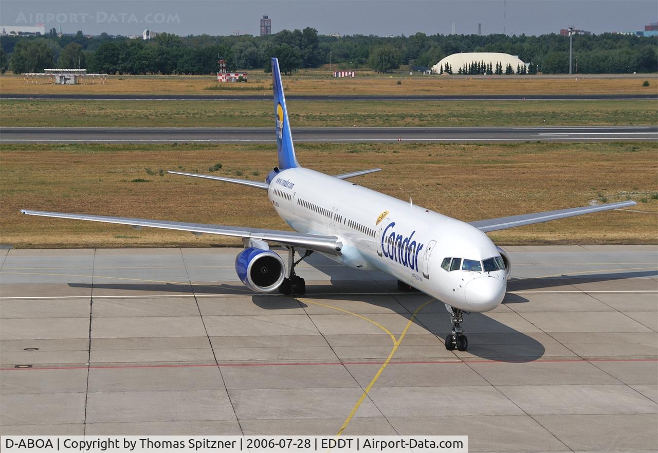 D-ABOA, 1998 Boeing 757-330 C/N 29016, Condor D-ABOA arriving at it's gate wearing 50 Years sticker
