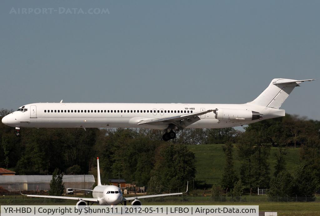 YR-HBD, 1991 McDonnell Douglas MD-83 (DC-9-83) C/N 49808, Landing rwy 14R
