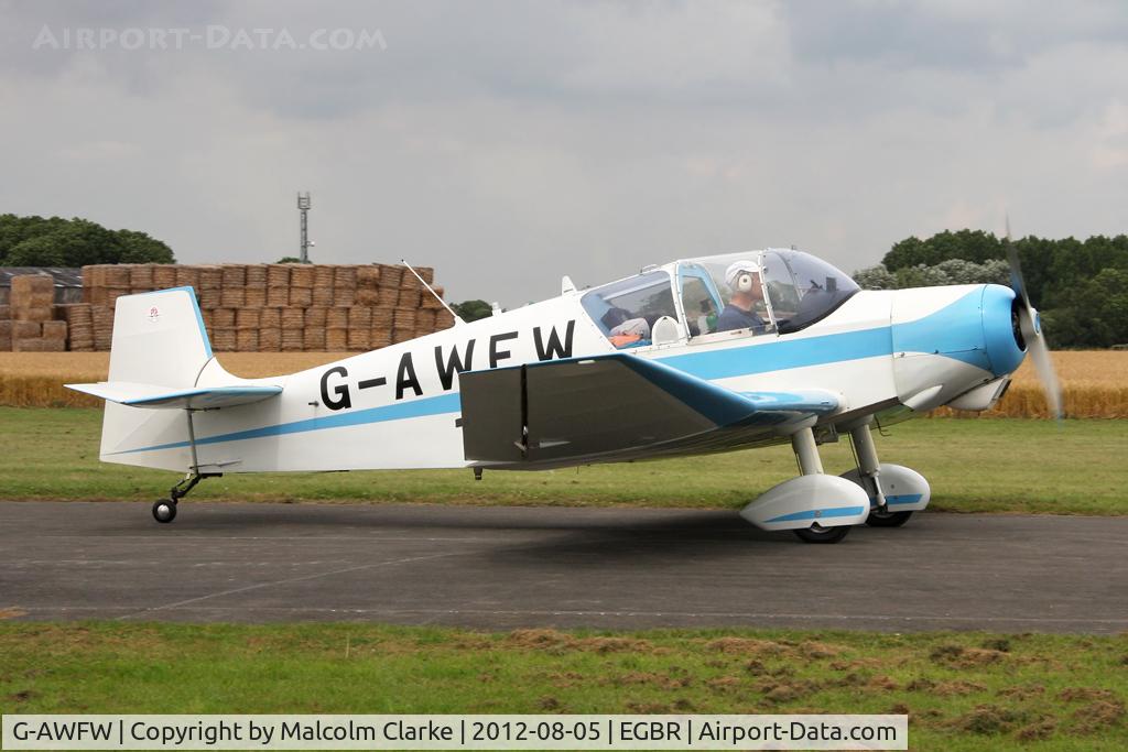 G-AWFW, 1957 SAN Jodel D-117 C/N 599, Jodel D-117 at The Real Aeroplane Club's Summer Madness Fly-In, Breighton Airfield, August 2012.