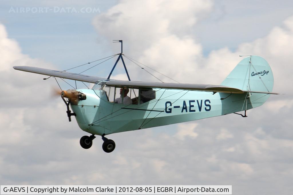 G-AEVS, 1937 Aeronca 100 C/N AB114, Aeronca 100 at The Real Aeroplane Club's Summer Madness Fly-In, Breighton Airfield, August 2012.