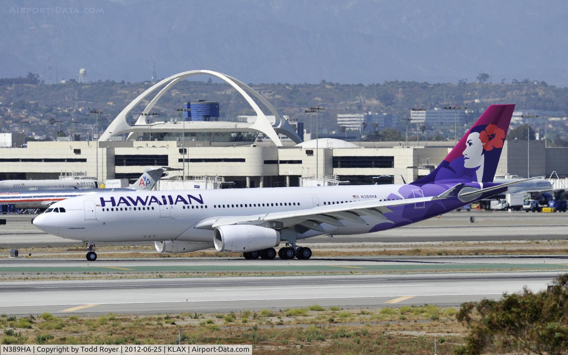 N389HA, 2012 Airbus A330-243 C/N 1316, Taxiing to gate at LAX