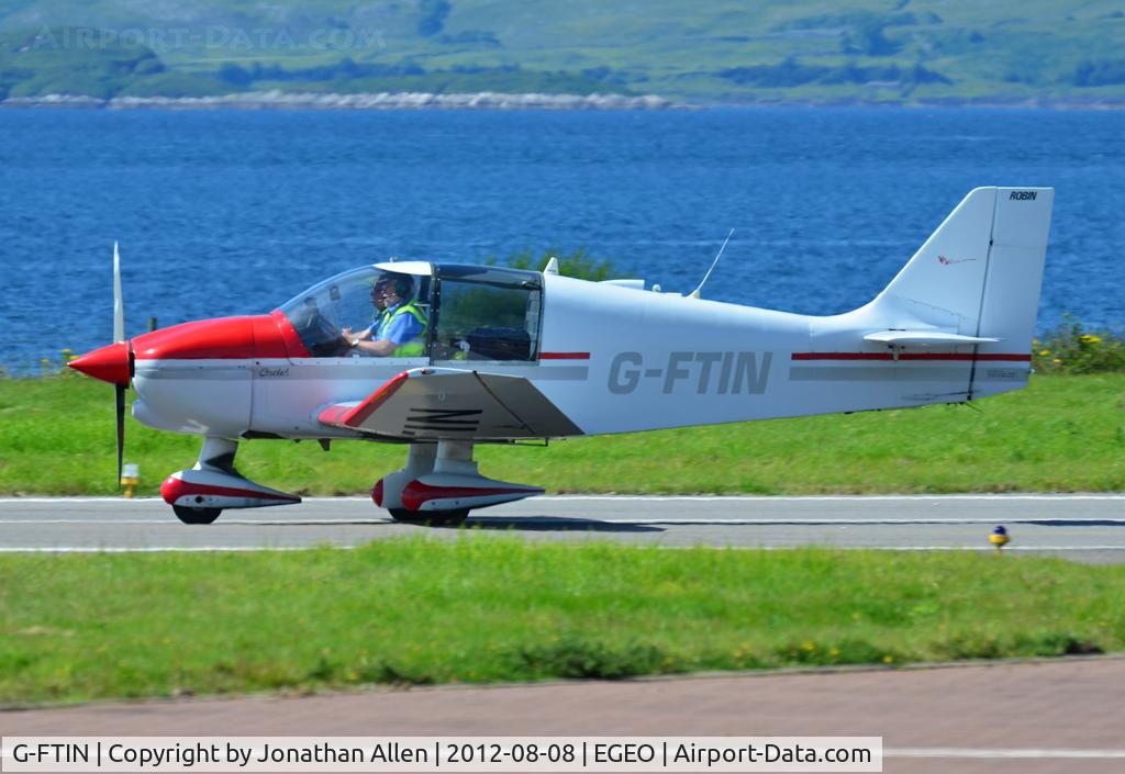G-FTIN, 1988 Robin DR-400-100 Cadet C/N 1830, Taking off from Oban Airport.