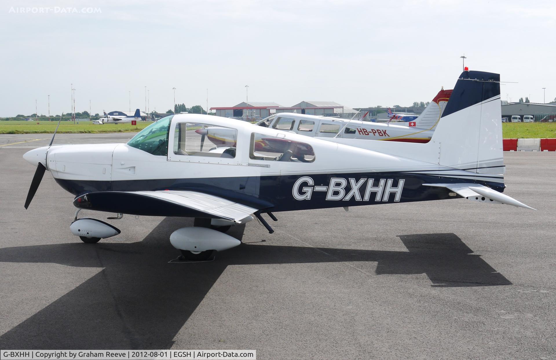 G-BXHH, 1976 Grumman American AA-5A Cheetah C/N AA5A-0105, Parked at Norwich.