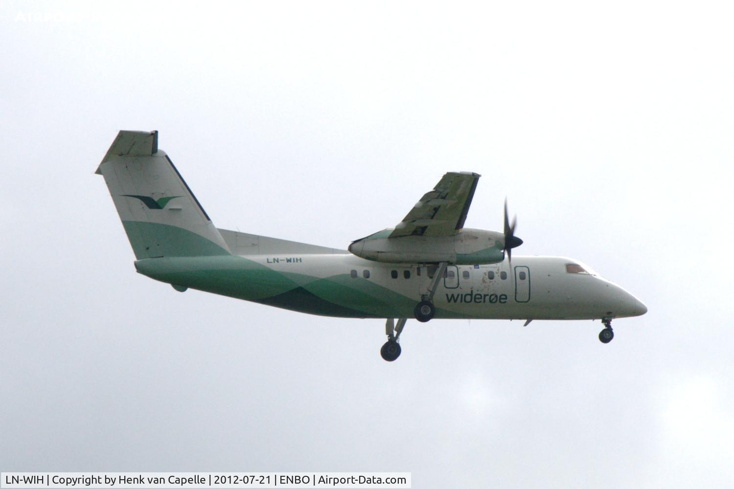 LN-WIH, 1994 De Havilland Canada DHC-8-103 Dash 8 C/N 383, Widerøe Dash 8 about to land at Bodø Airport, Norway.