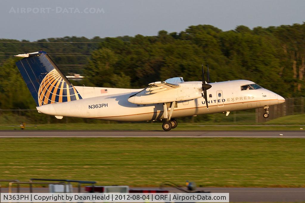 N363PH, 1998 Bombardier DHC-8-202 Dash 8 C/N 520, United Express (Commutair) N363PH (FLT UCA4822) departing RWY 23 en route to Washington Dulles Int'l (KIAD).