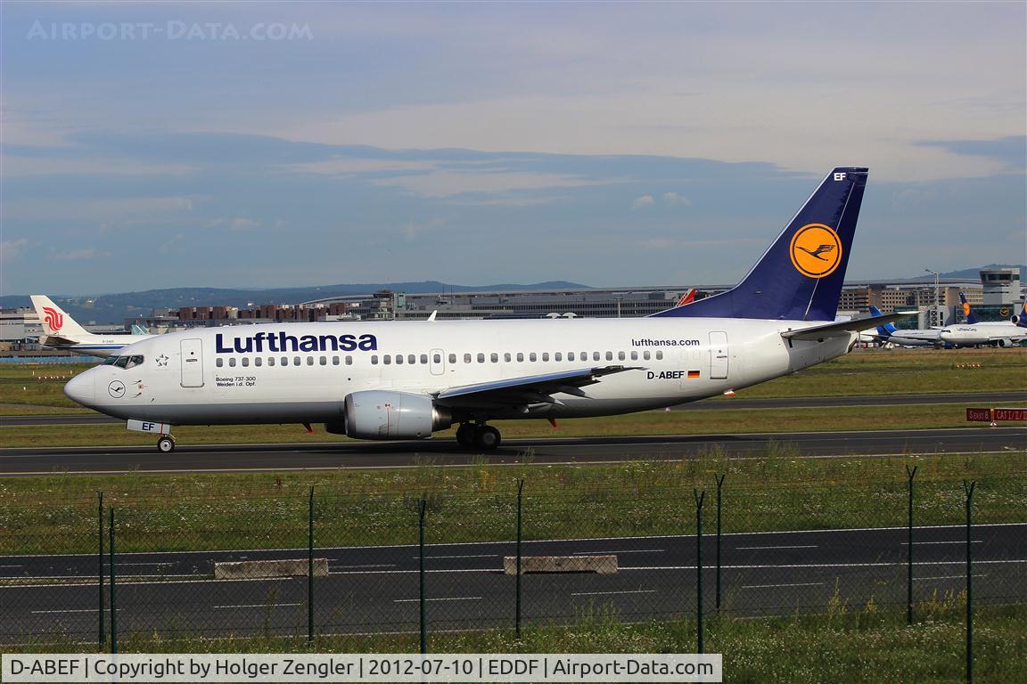 D-ABEF, 1991 Boeing 737-330 C/N 25217, Lining up for take-off on rwy 25L.....
