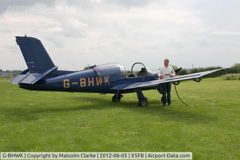 G-BHWK, 1967 Morane-Saulnier MS-880B Rallye Club C/N 870, Refuelling Morane-Saulnier MS-880B Rallye Club at Fishburn Airfield, June 2012.
