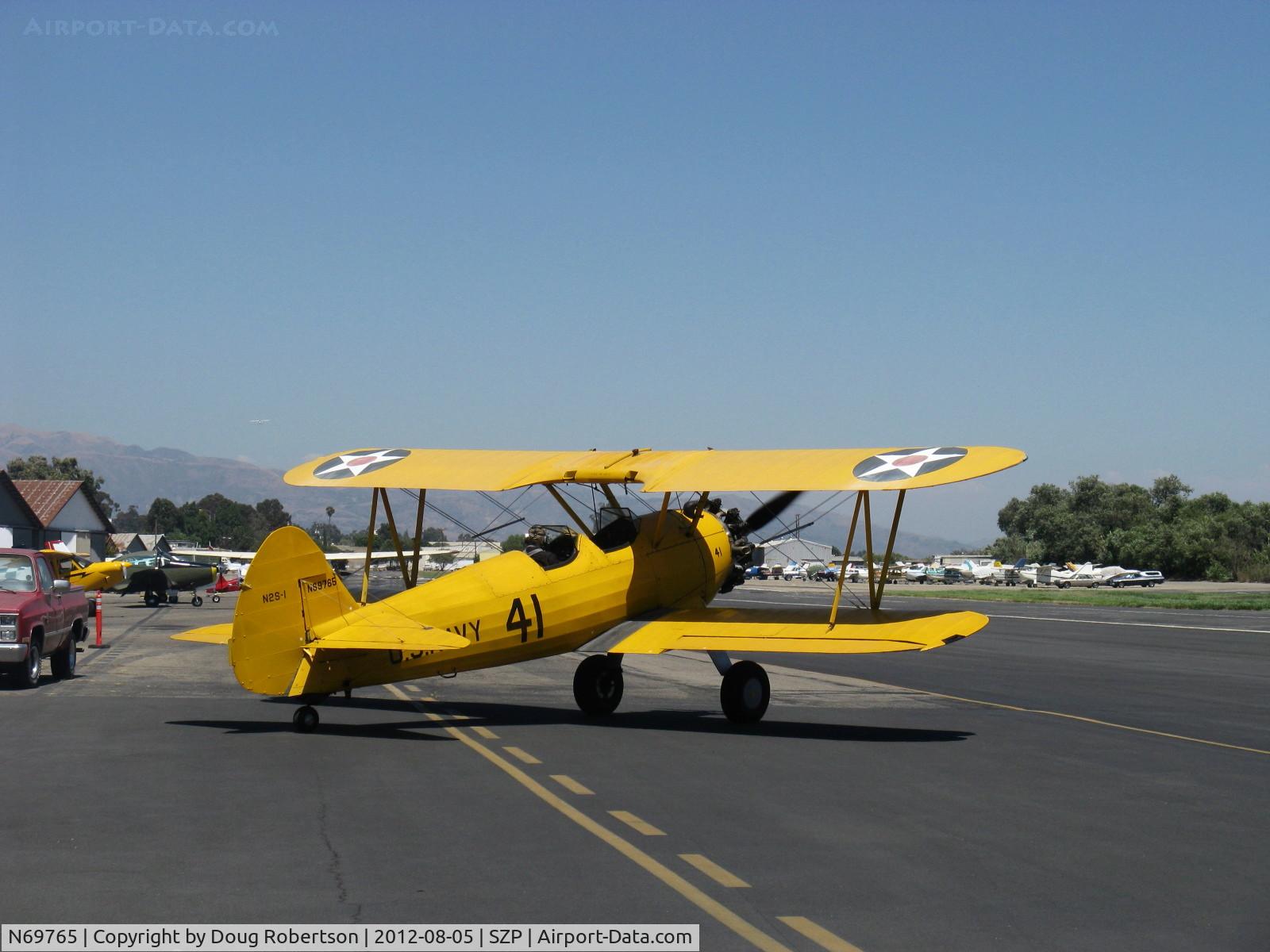 N69765, 1941 Boeing A75N1 (PT17) C/N 75-1044, 1941 Boeing Stearman A75N1 as Navy N2S1, Continental W670 220 Hp, engine start