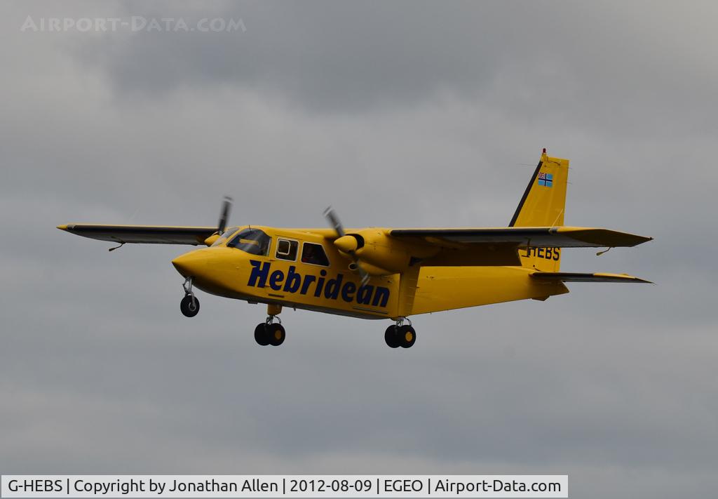 G-HEBS, 1994 Britten-Norman BN-2B-20 Islander C/N 2267, Approaching Oban airport with the afternoon flight from Islay and Colonsay.