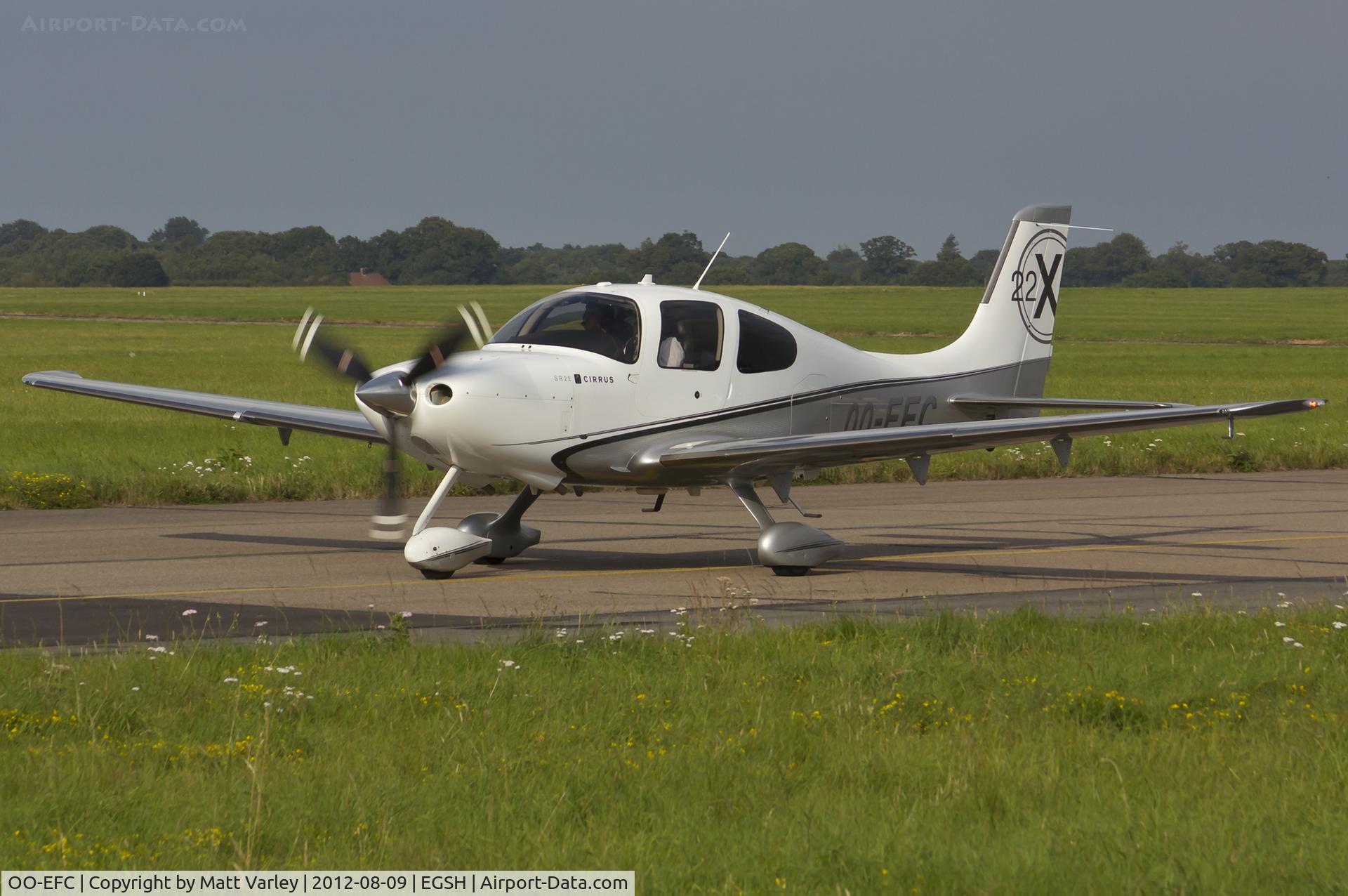 OO-EFC, Cirrus SR22X C/N 3486, Arriving at SaxonAir in the evening sun.