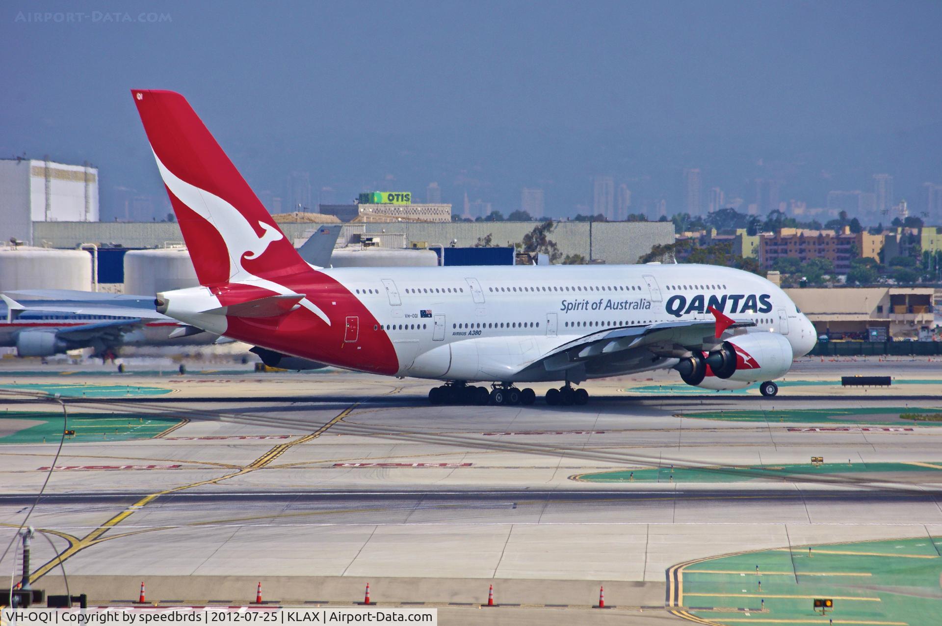 VH-OQI, 2010 Airbus A380-842 C/N 055, Qantas A380 backtracking on Rwy 25L