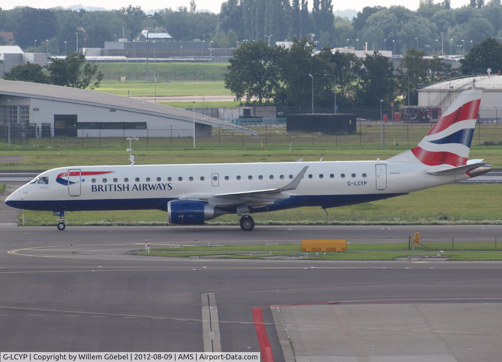 G-LCYP, 2011 Embraer 190SR (ERJ-190-100SR) C/N 19000443, Taxi to the gate of Schiphol Airport