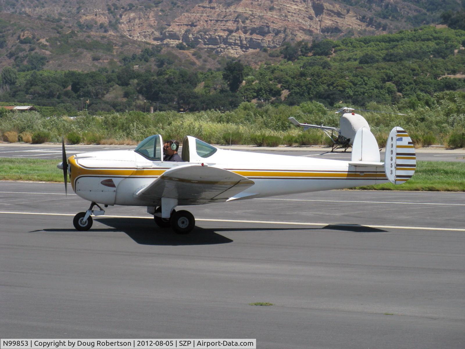 N99853, 1946 Erco 415C Ercoupe C/N 2476, 1946 ERCO Ercoupe 415-C, Continental O-200 100 Hp upgrade, Herm & Sam, taxi to 22