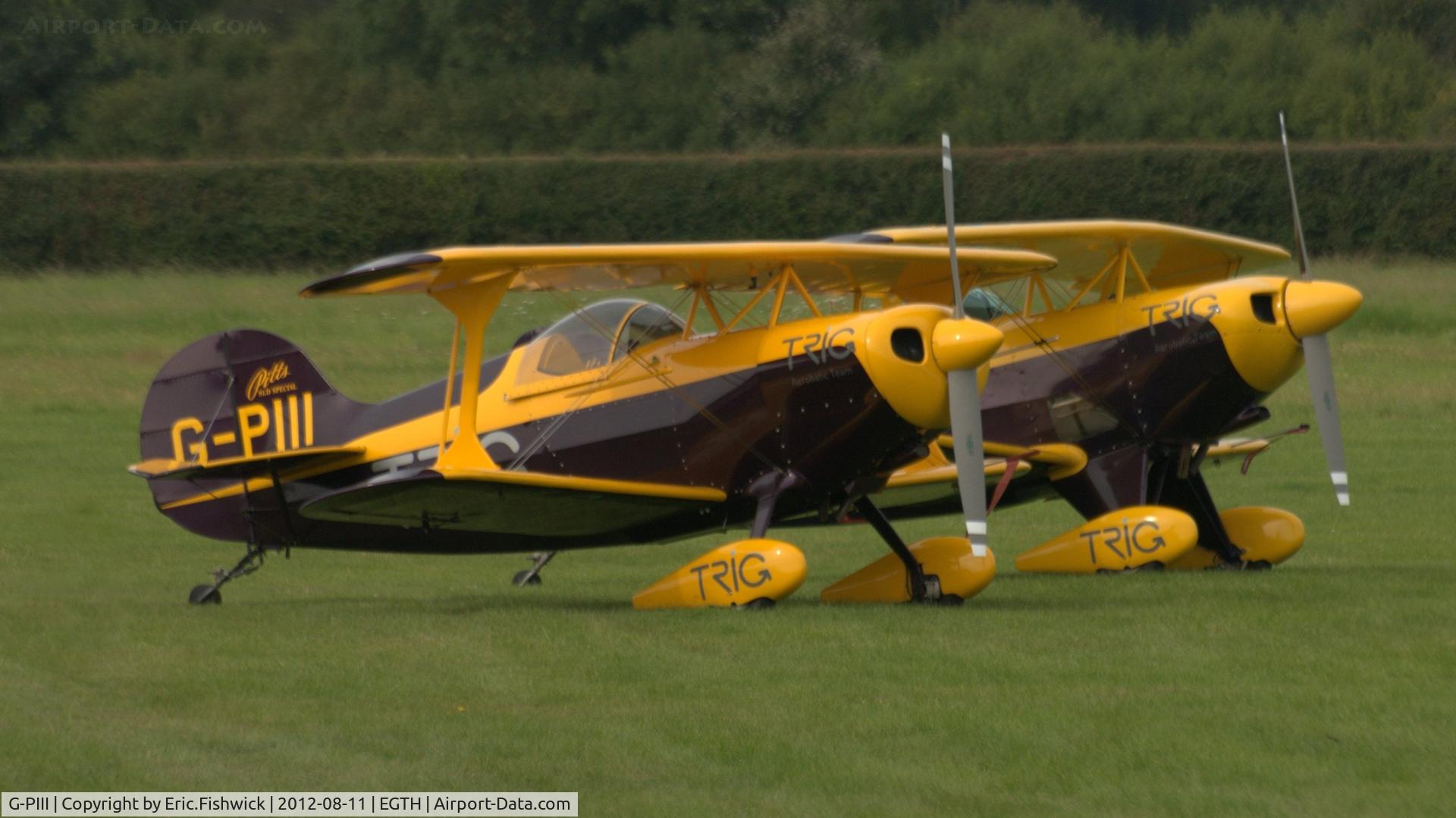 G-PIII, 1981 Pitts S-1D Special C/N PFA 009-10156, 5. TRIG Aerobatic Team ready to fly at Shuttleworth Sunset Air Display, August 2012
