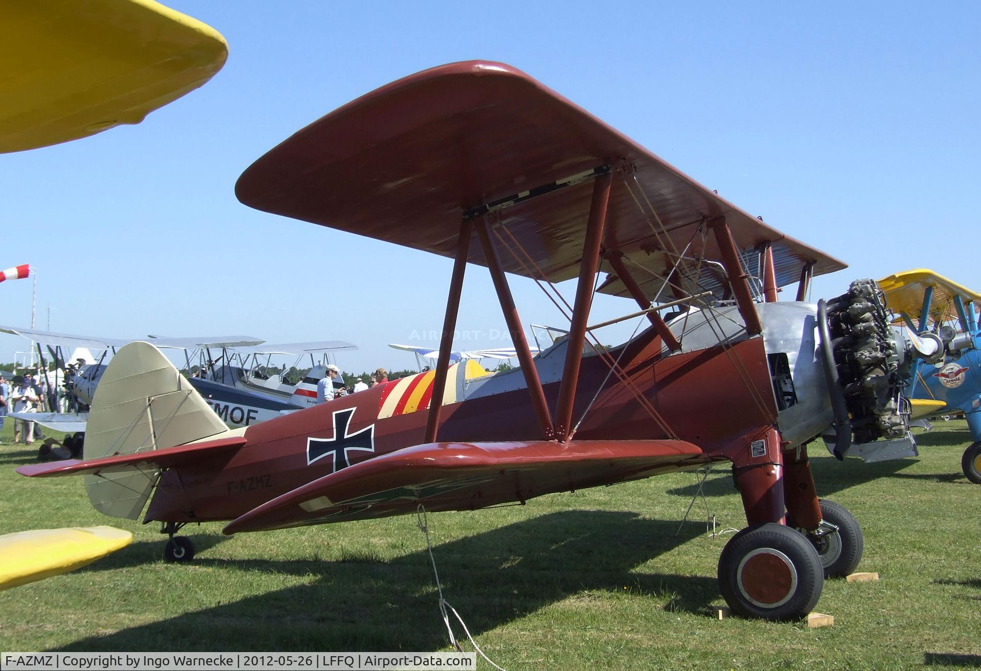 F-AZMZ, Boeing E75 C/N 75.SA.98, Stearman E75 (partly altered with longer upper wing - probably for movie purposes) at the Meeting Aerien 2012, La-Ferte-Alais
