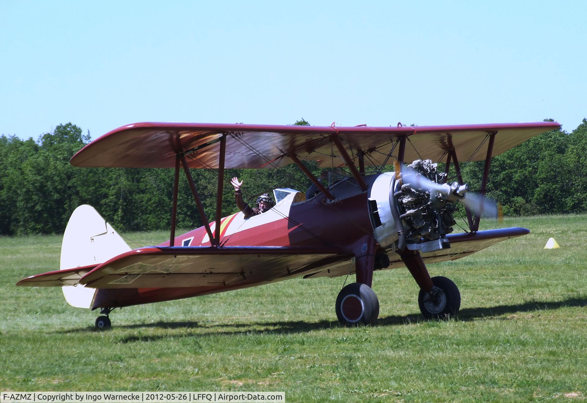F-AZMZ, Boeing E75 C/N 75.SA.98, Stearman E75 (partly altered with longer upper wing - probably for movie purposes) at the Meeting Aerien 2012, La-Ferte-Alais