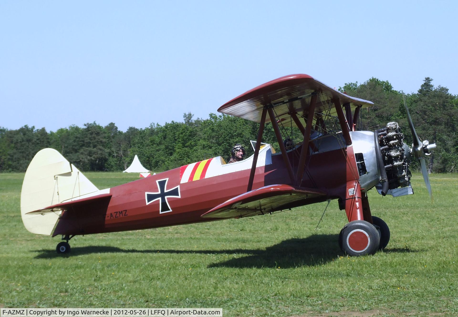 F-AZMZ, Boeing E75 C/N 75.SA.98, Stearman E75 (partly altered with longer upper wing - probably for movie purposes) at the Meeting Aerien 2012, La-Ferte-Alais